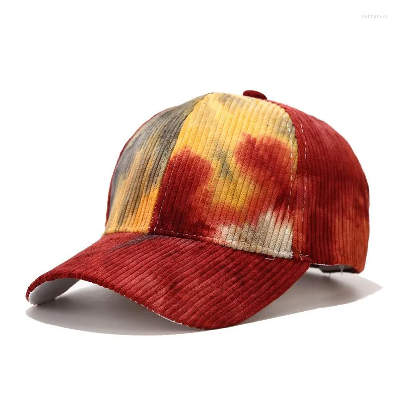 Berets Autumn And Winter Style Gradual Color Tie-Dyed Corduroy Street Fashion Sunshade Baseball Cap Men Women Retro