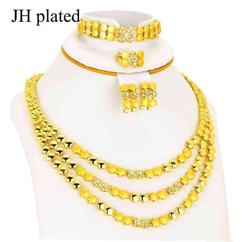 Dubai Jewelry Sets Gold Color Pendings Collares de novia Joyer￭a Egipto Turqu￭a Iraq Regalos africanos de israe para mujeres set2149