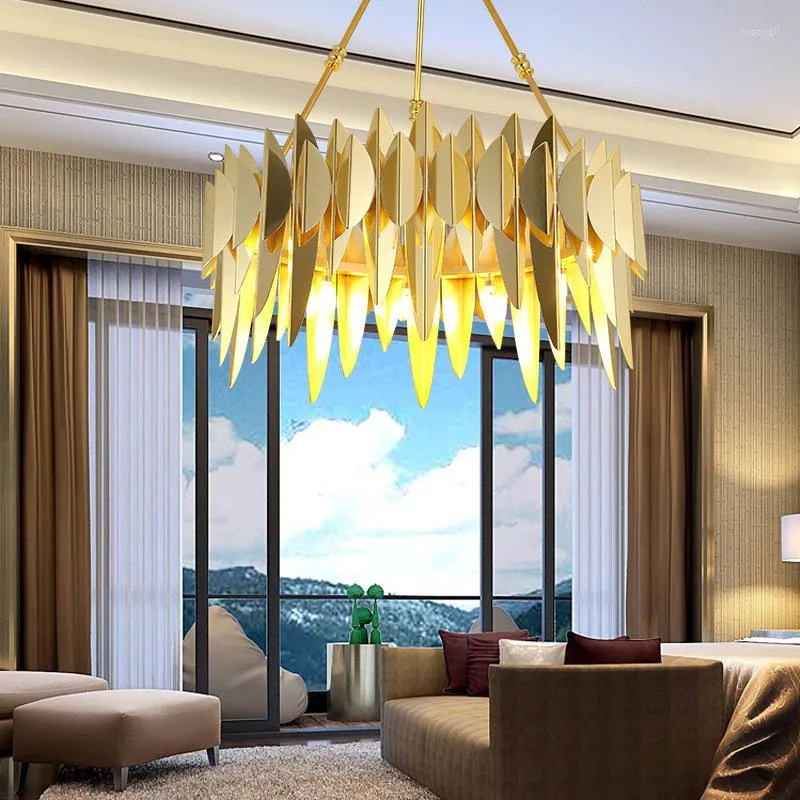 Chandeliers Postmodern Nordic Creative Personality Art Stainless Steel Golden Interior Lighting G9 Chandelier Living Room Bedroom Restaurant