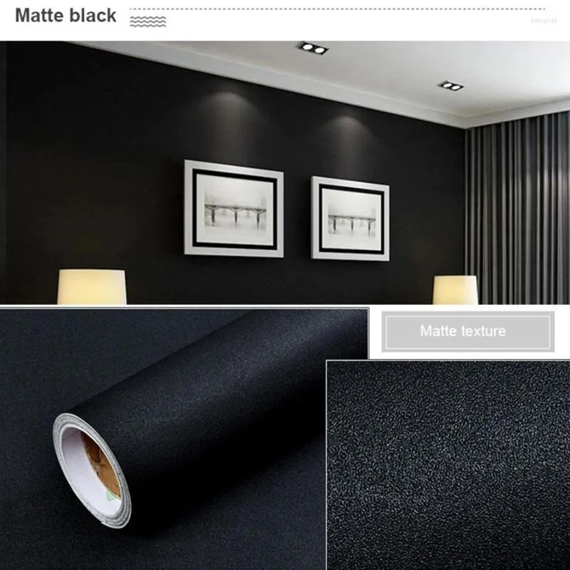 0.4x2M Black Furniture Sticker Wood Grain Self-Adhesive Wall Paper Cabinets  Wardrobe Desk Waterproof Wooden Door Renovation Film