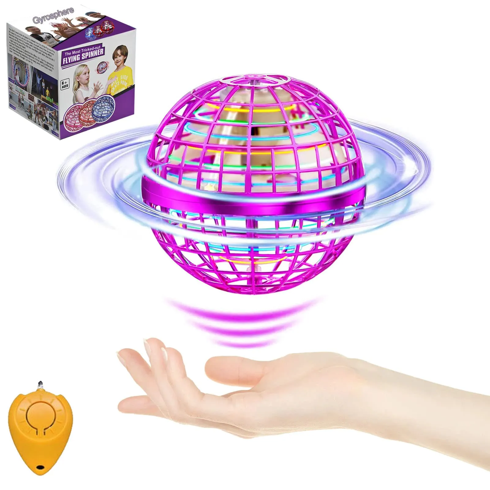 Palline magiche volanti giocattoli a sfera per sfera per mini spinner rotante a 360 ° luci a mano per moli per bambini con Adts interno esterno boomerang rosa goccia d Am9l2
