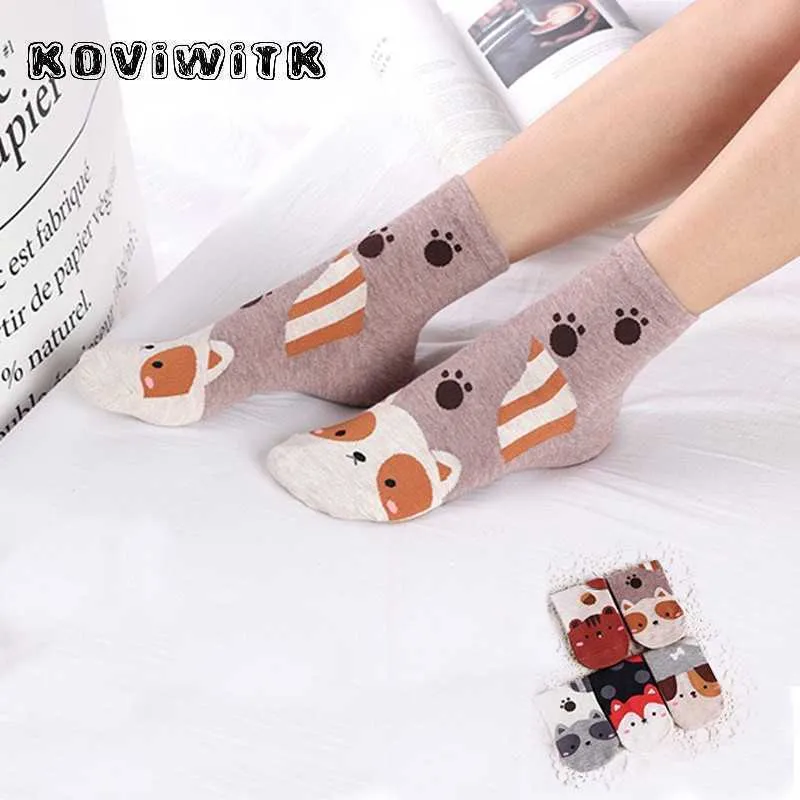 Sokken HOSIEREN DIEREN DOG Katoensokken voor dames korte /kat grappige dame dots winter mode zwarte sok harjuku casual schattige vrouwen cadeau sox t221102