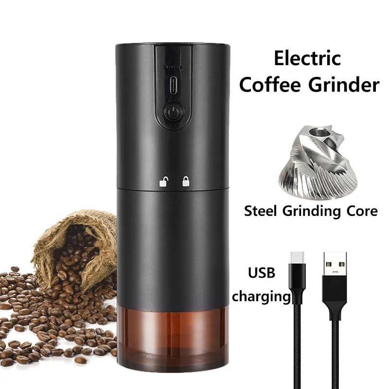 Capsule Coffee Machine Charging Charging Coffee Grinder Port￡til A￧o inoxid￡vel Mill Cafe Mill com posicionamento de mancal duplo para casa 221117