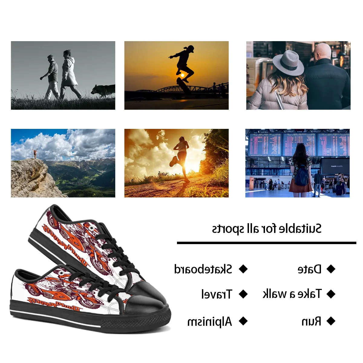 Shoes Diy Custom Low Women topMen Top Canvas Skateboard Sneakers Triple Black Customization Uv Printing Sports Sneakers Wangji 164-14 ization