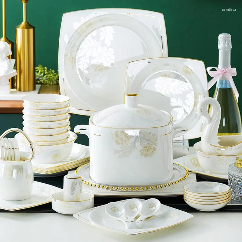 Talerze Chińskie vintage luksusowe ceramiczne okrągłe porcelanę kreatywna moda Vajilla Kitchen Strewa ei60tz