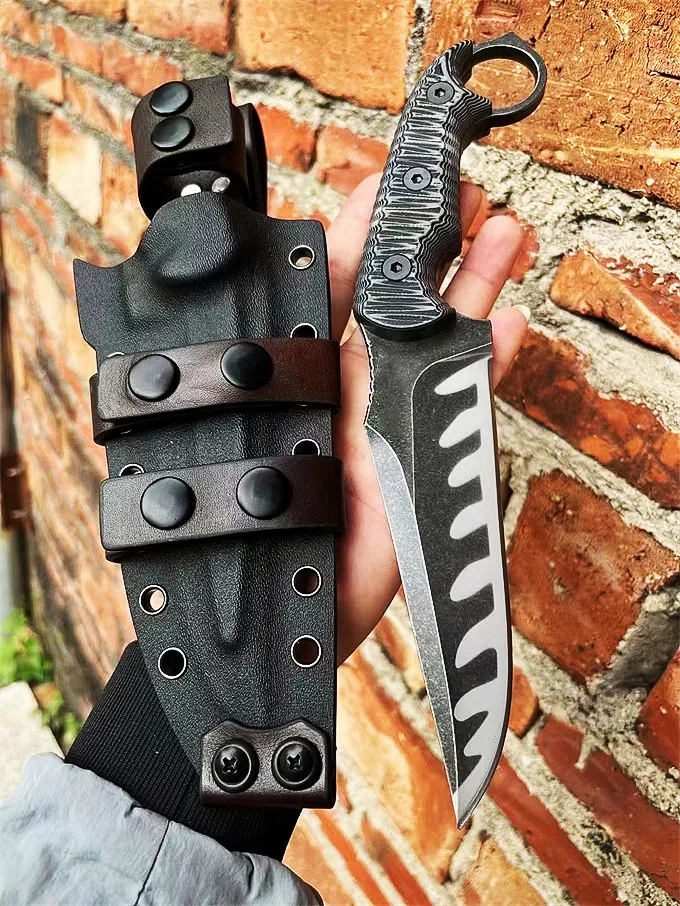 H1203 Coltello a lama fissa per esterni A2 Lame con rivestimento in titanio Full Tang G10 Maniglia per campeggio all'aperto Escursionismo Coltelli tattici con Kydex