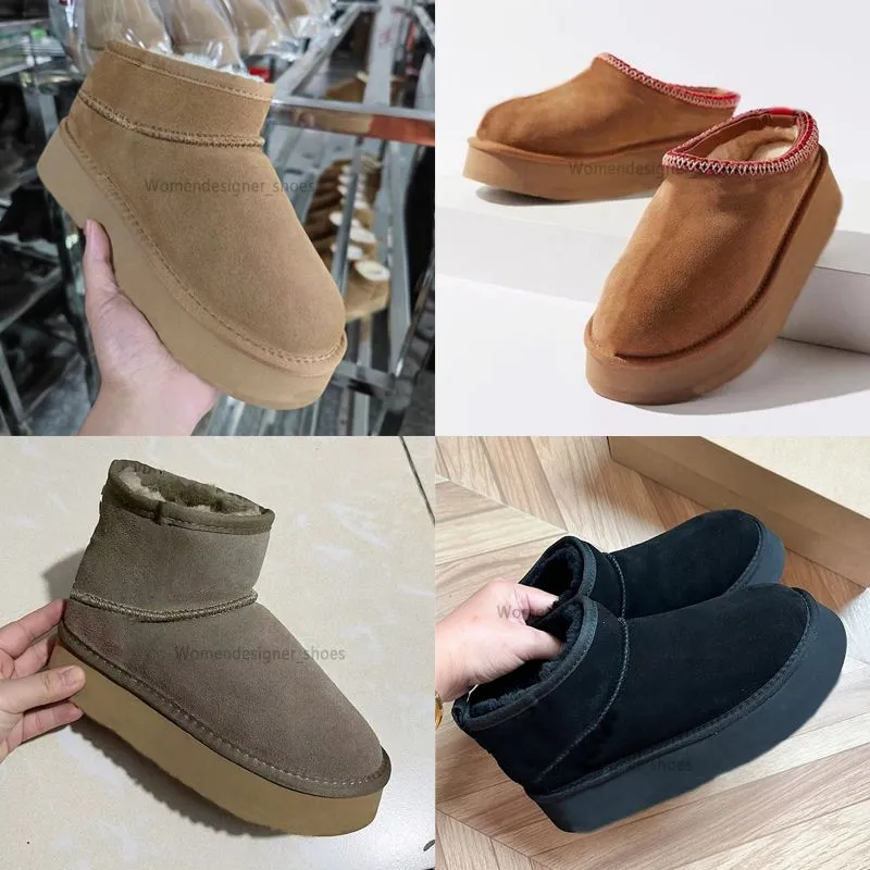 Australia Mini Platform Boots Designer Woman Thick Bottom Ankle Warm Fur Snow Boot Australian Fluffy Fuzz Mule Tazz Slippers uggitys