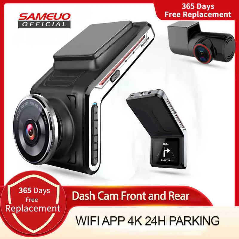 New Dash Cam Front e Back Sameuo U Qhdp Dashcam Video Video Wi -Fi Car DVR com câmera de vídeo de visão da CAM Auto Night J220601