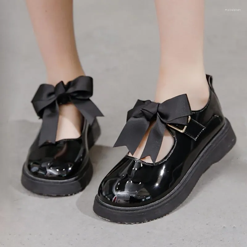 Flat Shoes Mary Jane Bow Girl Dress Dance For Children School Flats barn Princess Patent Leather 5 6 7 8 9 10 11 12 Years