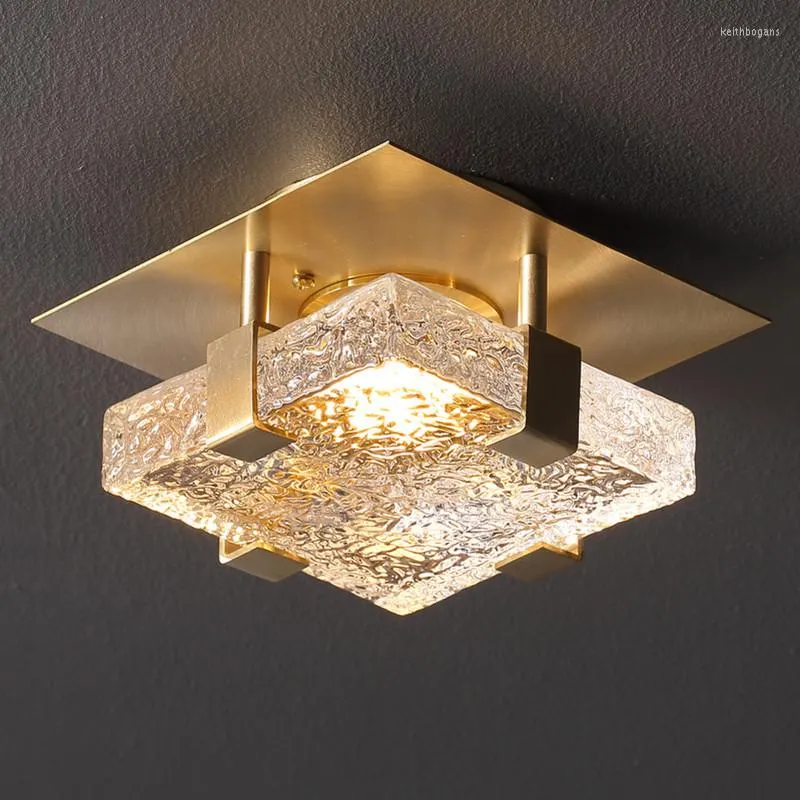 Plafonniers modernes en marbre luxe lampe en verre de cuivre pour couloir balcon entrée chambre allée lumière