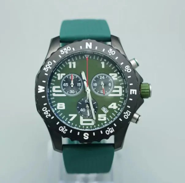 Relógio Masculino Master Design de Luxo Japão Quartzo Endurance Pro Avenger Cronógrafo 44mm Relógios de Borracha Verde 1884 Relógios Masculinos Relógios de Vidro Hardex Relógios de Pulso