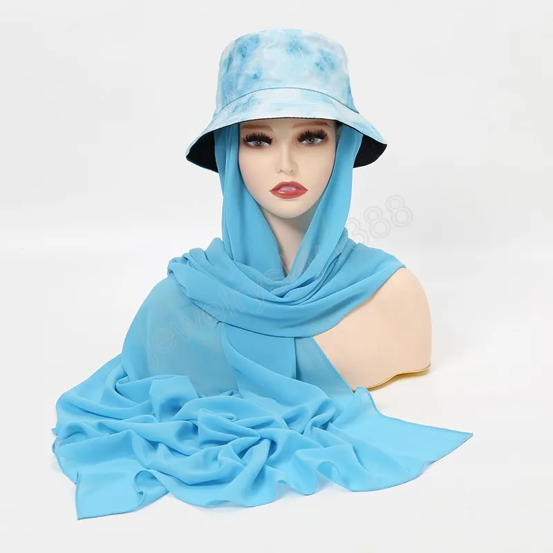 Cappello da pescatore con hijab in chiffon pronto da indossare hijab istantaneo foulard musulmano avvolge fascia islamica turbante bandana bufanda