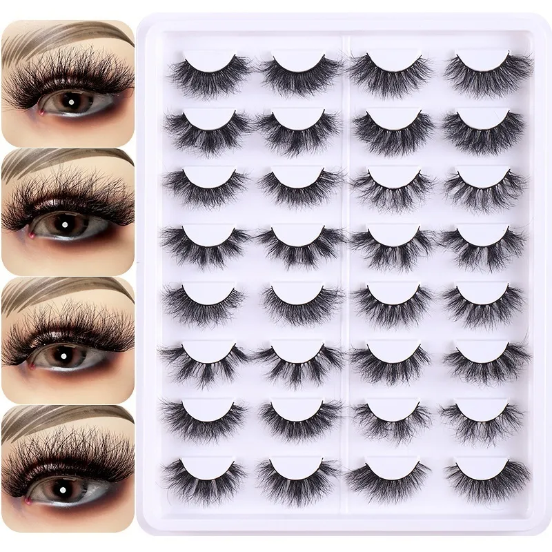 Multilayer Thick Curly False Eyelashes Naturally Soft and Delicate Handmade Reusable 3D Mink Fake Lashes Messy Crisscross Full Strip Eyelashes Extensions DHL