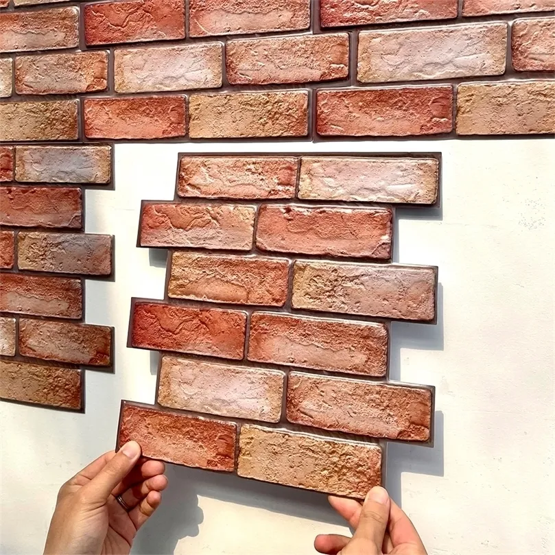 Adesivos de parede imitação 3d tijolo decoração de casa pvc adesivo de papel autônomo para a sala de estar decalque de arte de cozinha 221116