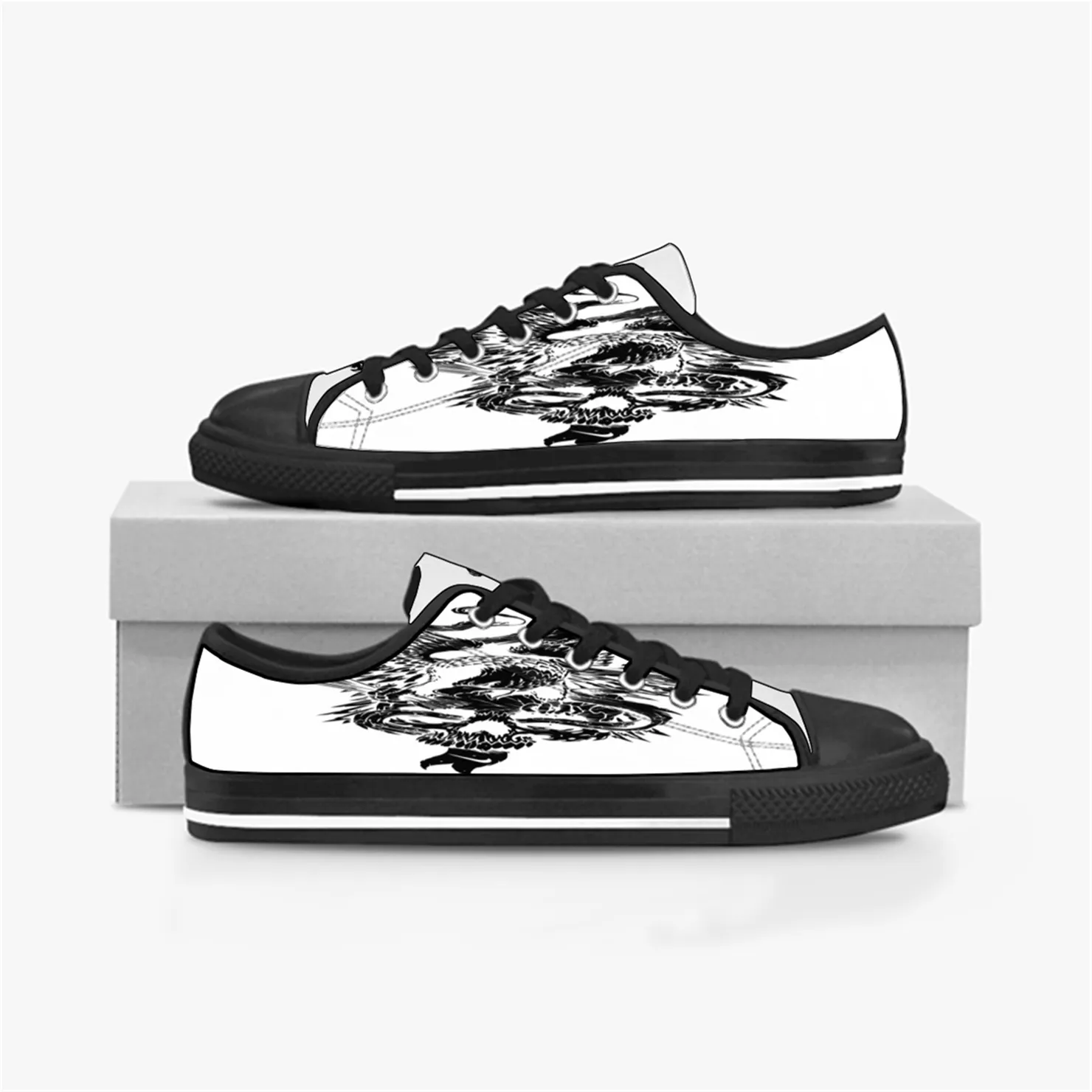 Men dames diy aangepaste schoenen laag top canvas skateboard sneakers drievoudige zwarte aanpassing uv printing sport sneakers br147