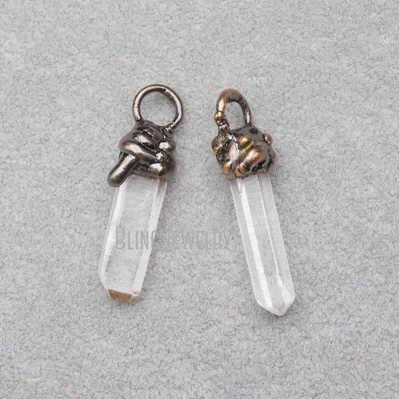 Pendentif Colliers Cuivre Rustique Plaqué Quartz Clair Point Cristal Brut PM36844