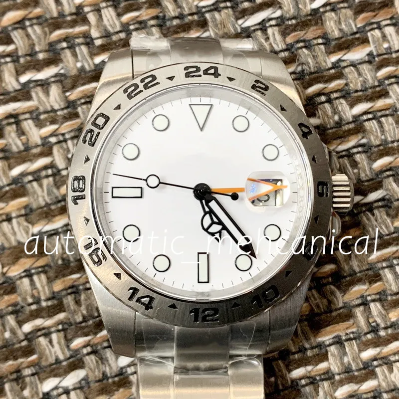 Klassische Herren Watch 40 mm weißes Zifferblatt Automatische mechanische Bewegung 904L Stahl Sport Watch Foding Clasping Luminous Sapphire Luxus -Armbanduhr