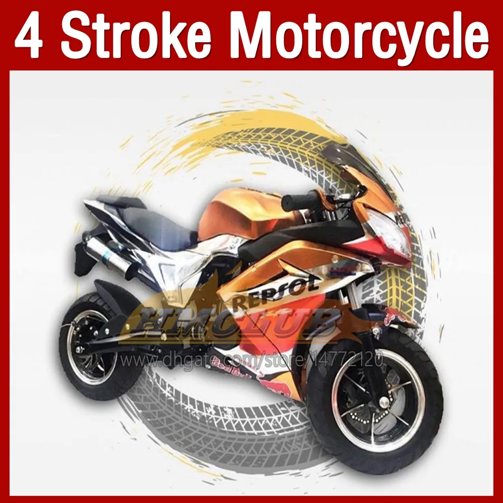 49cc 50cc mini Motorcykel Medium Buggy 4 Slag Mountain Bensin Scooter ATV Off-Road Superbike Vuxen Barn Racing Two Wheel Sports Bike Boy Girl Birthday Presents