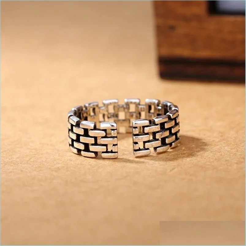 Pierścienie zespołowe aktualizacja retro puste siier łańcuchowe pierścienie pasma węzeł pierścień palec mody biżuteria dla kobiet mężczyzn Drop dostawa dhb1h