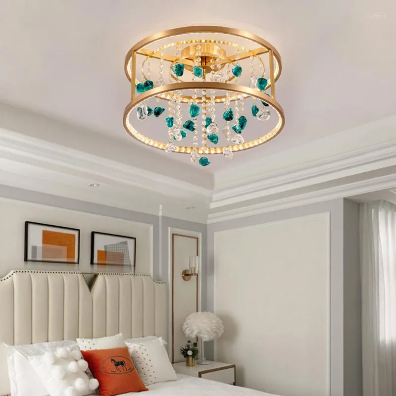 Chandeliers Modern Luxury E14 Copper Crystal Glass Led Ceiling Chandelier Lighting Fixtures For Loft Staircase Living Room Bathroom Lamp