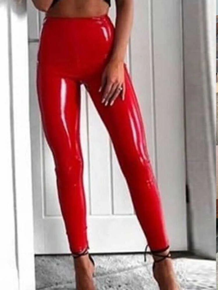 Women's Leggings Pu Leather Legging Women Sexy Glossy Shiny Stretch Tighten Pants High Waist Slim Leggins T221020