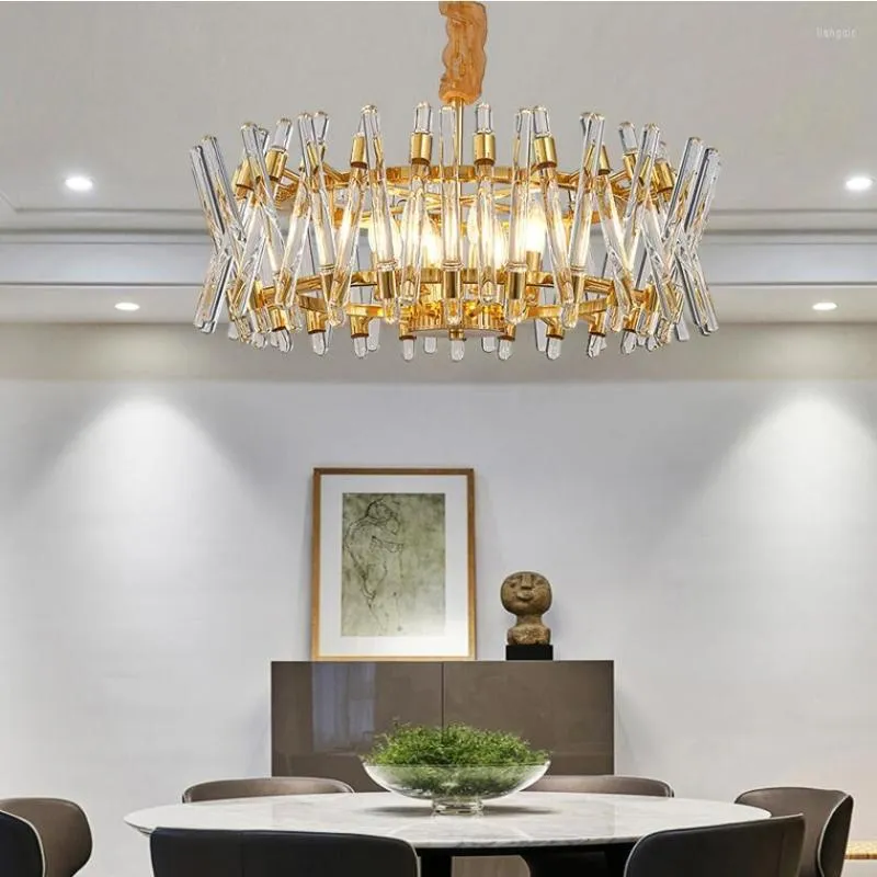 Chandeliers Golden LED Crystal Chandelier Restaurant Villa Lusres Round Nordic Postmodern Luxury Light