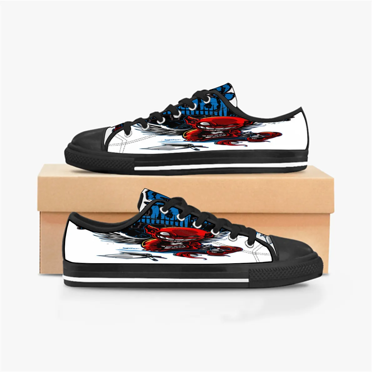 mannen vrouwen DIY custom schoenen lage top Canvas Skateboard sneakers triple zwart maatwerk UV-printen sport sneakers kele172