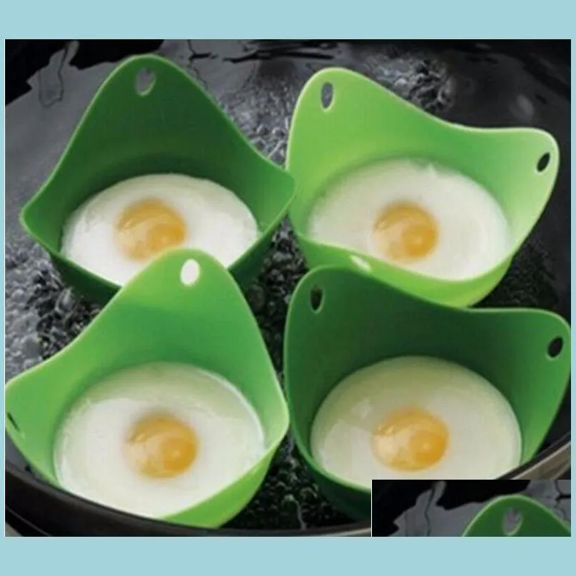 Äggverktyg Sile Fried Egg Microwave Cooking Kitchen Gadget Simple Poachers 4 Färger motstår hög temperatur Drop Delivery Home Garden Dh6th