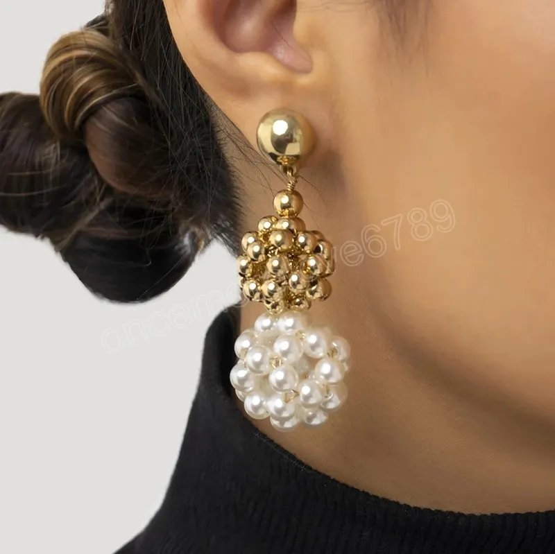 Boucles d'oreilles endeures d'imitation tissée géométrique pour femmes Boucles d'oreilles de piercing Kpop Kpop