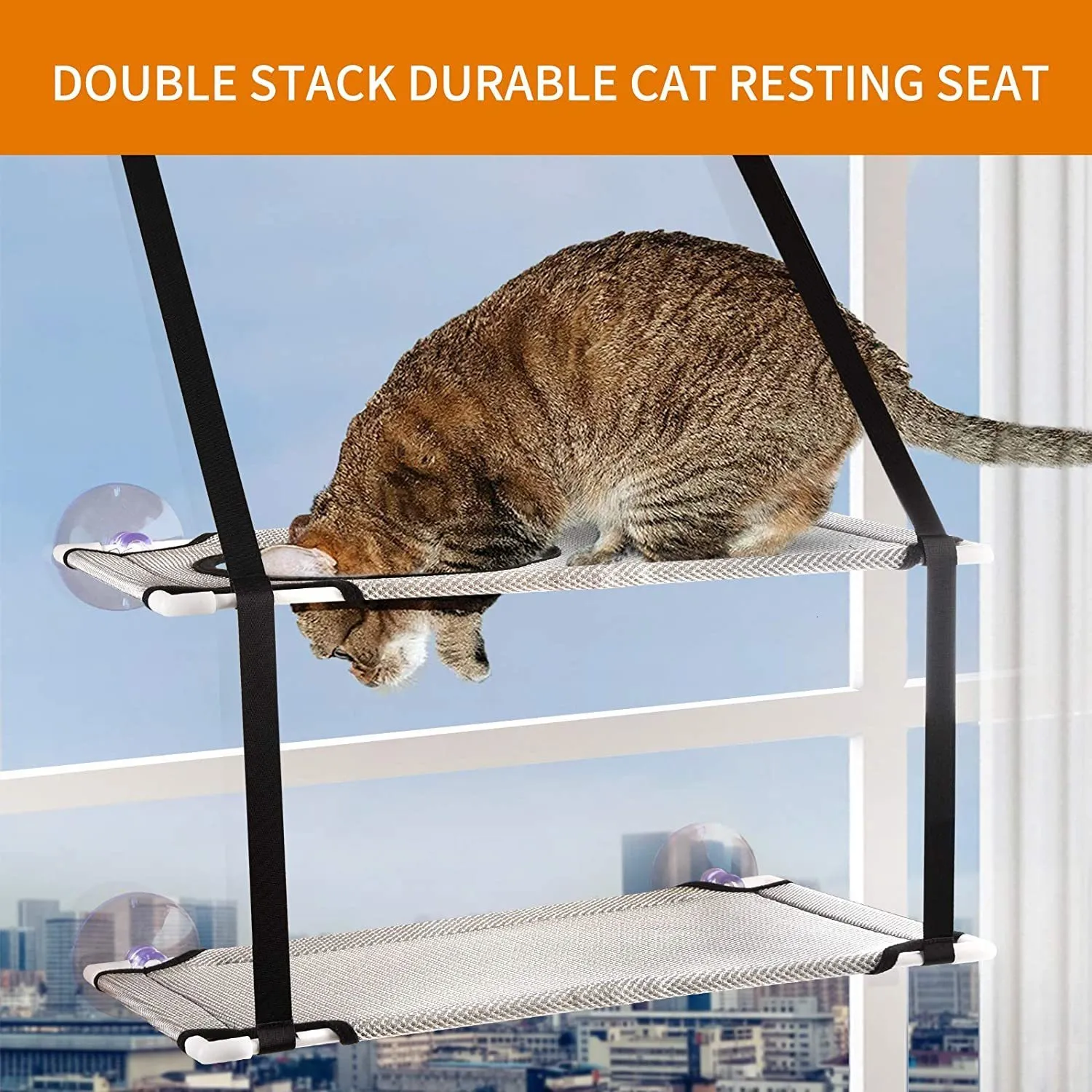 Inne dostawy kotów wielowarstwowe łóżko dla kota podwójny stos trwałe koty spoczynkowe siedzenie wiszące okno Pet Hammock Sunny Kittot Couch 25 kg C267f
