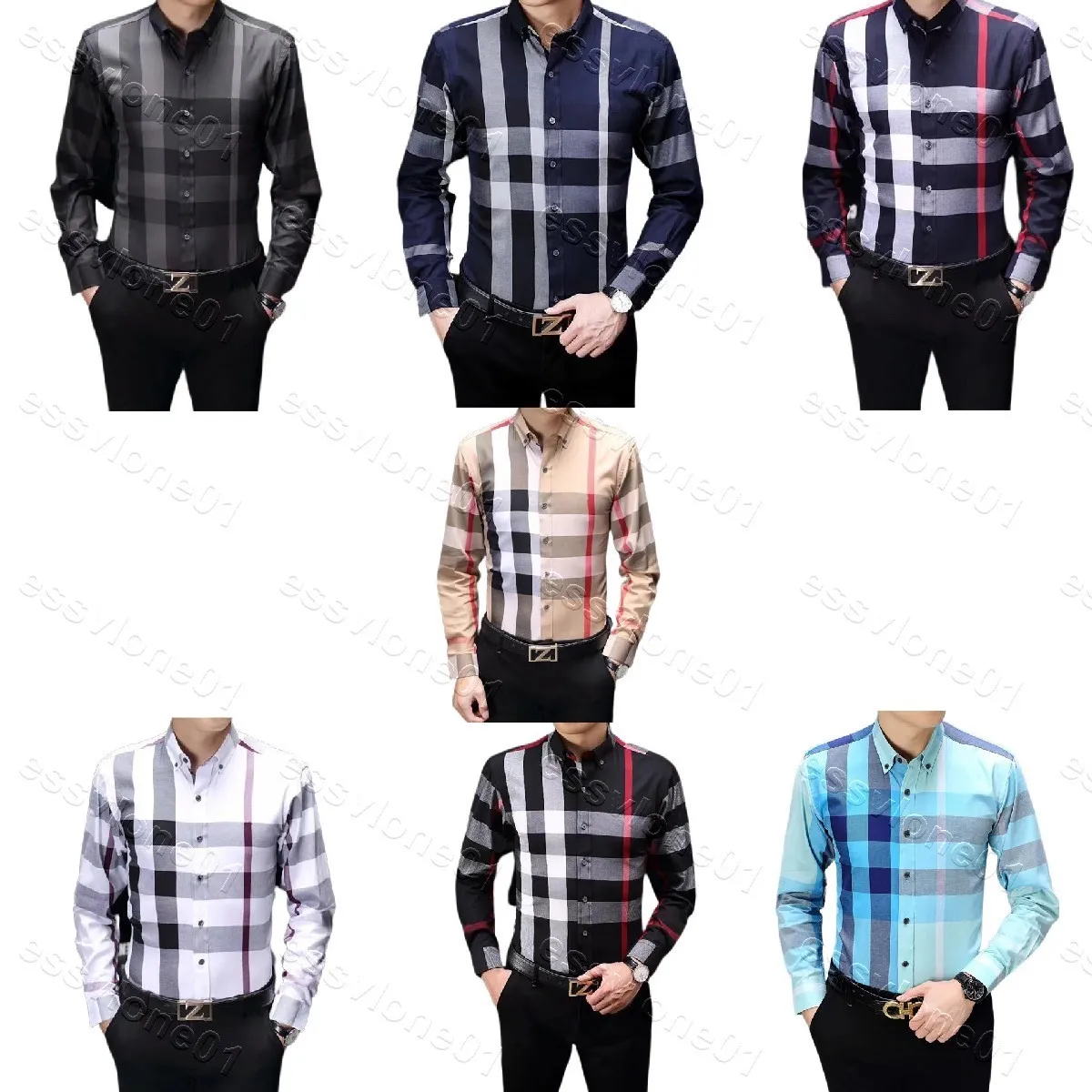 2023 Luxurys Designers Camisa social Moda masculina Moda Society Preto Masculino Cor Sólida Negócios Casual Masculino Manga Longa M-3XL