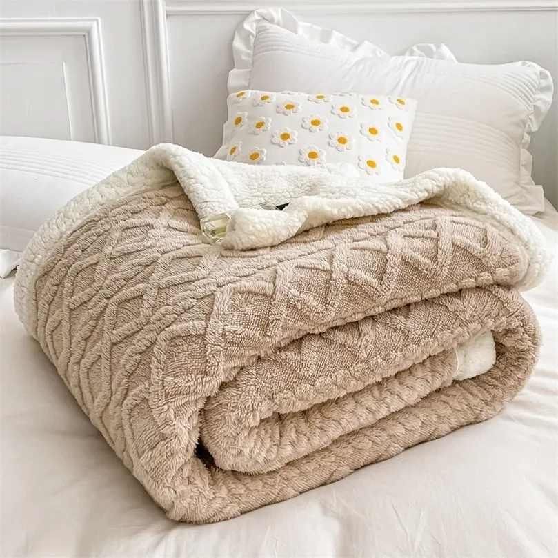 Koce polarowa koc w kratę dorośli dorośli dzieci gruba wełniana kołdra dwustronna sofa łóżko miękkie ciepłe rzut zimą Bedspread 221116
