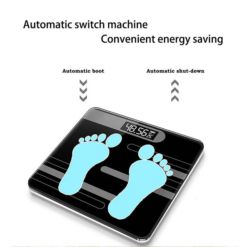 Intelligente Waage, elektronische Haushaltswaage, digitale Boden-Körperfettwaage, Badezimmergewicht, intelligente Waage, Temperglas, LED-Display, Temperatur, 221117