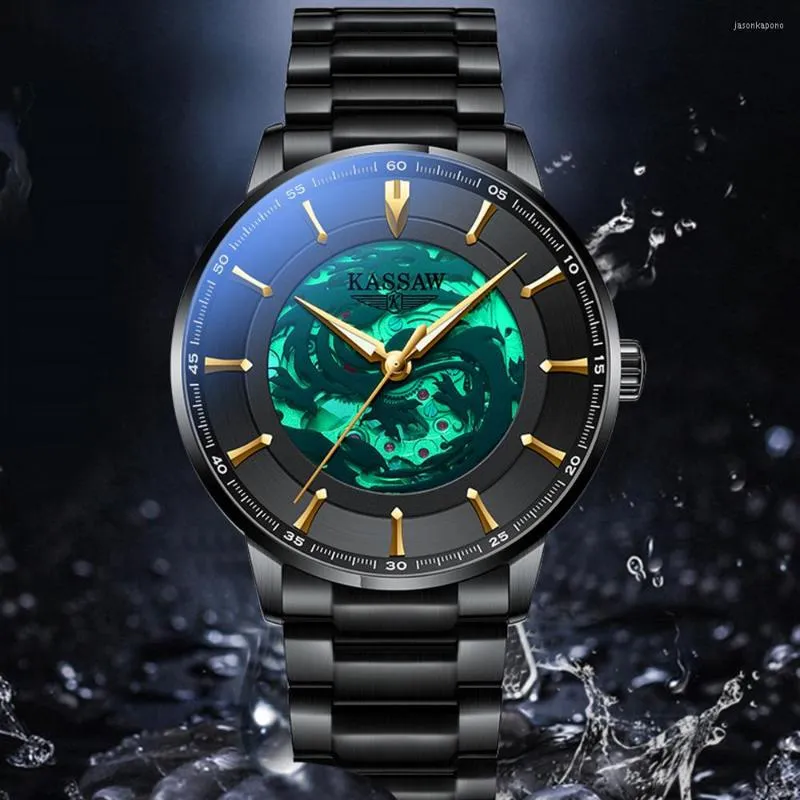 Orologi da polso scheletro automatico orologio meccanico da uomo di lusso 42mm acciaio inossidabile cristallo di zaffiro impermeabile KASSAW 2022