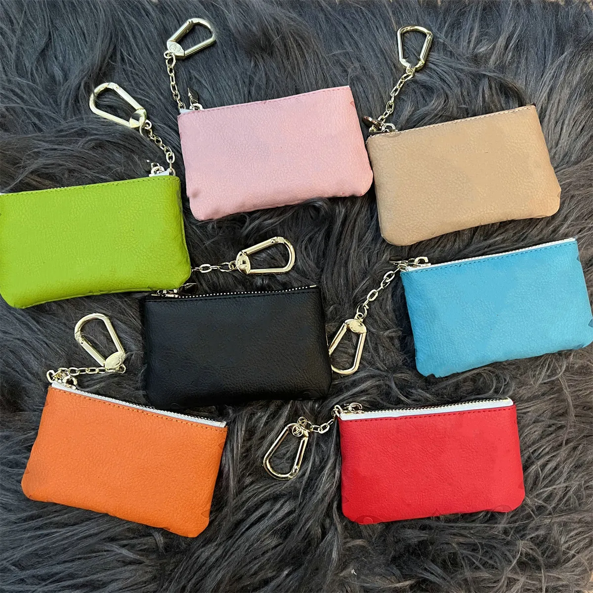 Fashion PU Leather Coin Purses Mini Bags Unisex Chain Decoration Luxury Multi Kinds No box Wallets & Holders 7 colors