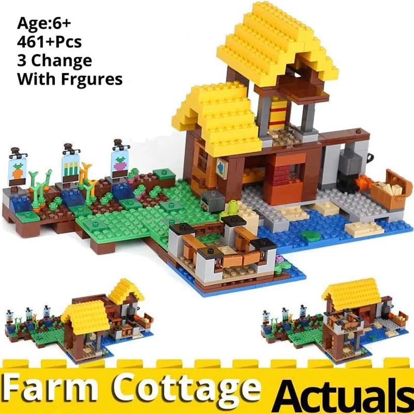 Коттедж на ферме 461PCS Совместимые с Minecrafts 21144 Дом Модель моделя Building Kit Toys для детей210Q