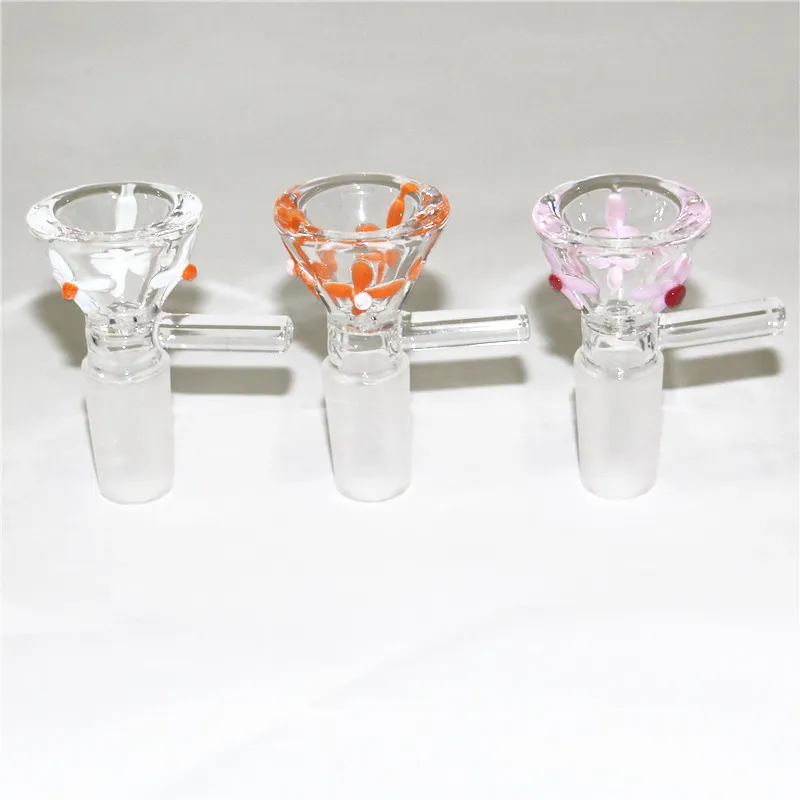 Flower Glass Bowl Hookahs F￤rgglada 14mm 18mm Manliga bongsk￥lar Tobaks Herb Dry Oil Burner Bowls Water Bongs