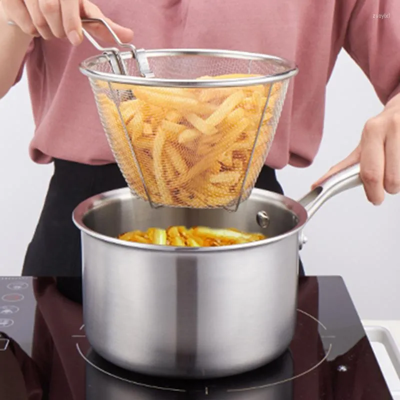 Dinnerware Define Fries francesas Filtro de macarrão Big Filtro Big Filtro Durável Aço inoxidável Fried Chicken Florest dobrável utensílio de cozinha