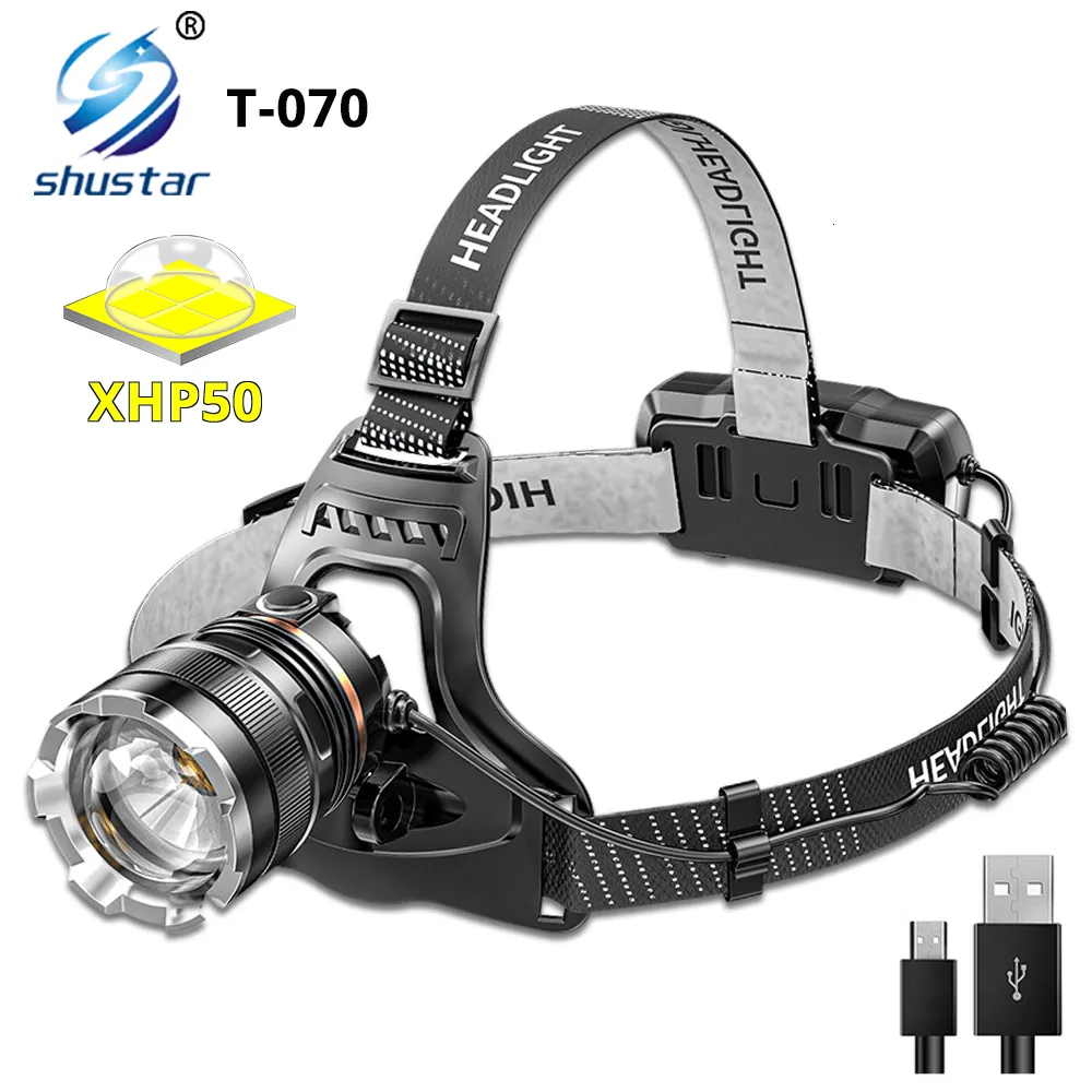 المصابيح الأمامية Super Bright XHP50 LED مصابيح الأمامية المقاومة للماء مصابيح الأمامية قابلة لإعادة شحن الأسماك المصباح الأضواء التخييم الإضاءة 500 متر 221117