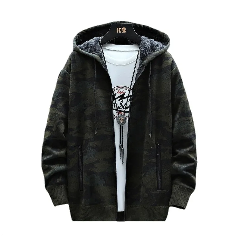 Sweats à capuche masculine Tendance d'hiver Pull en toison masculin Cardigan Veste de camouflage mince veste à capuche tendance 221117