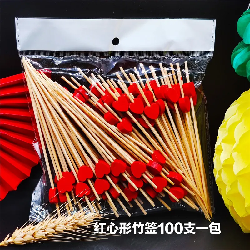Palillos de fruta desechables con 100 palitos de bambú, palillos