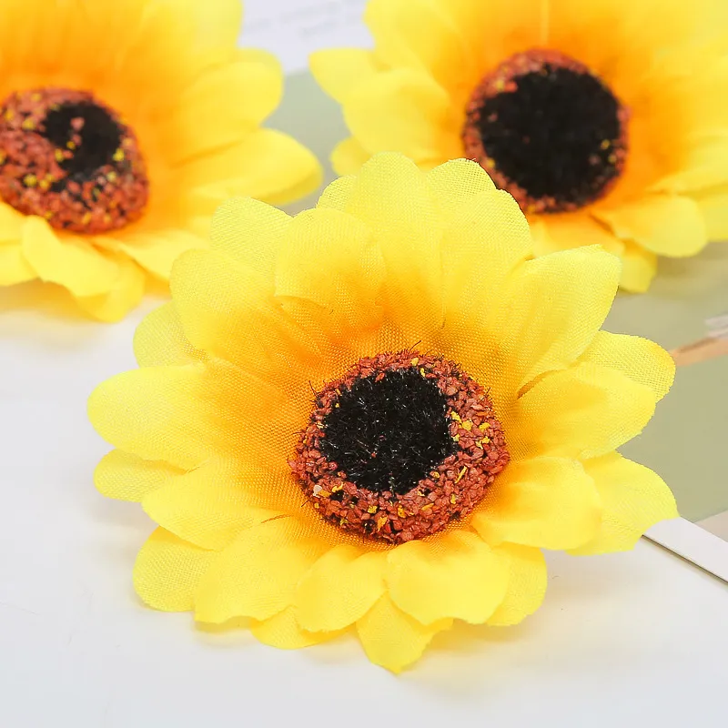 7CM Sunflower Buds Artificial Silk Flower Heads For Wedding Home Bridal Bouquet Decoration RRA649