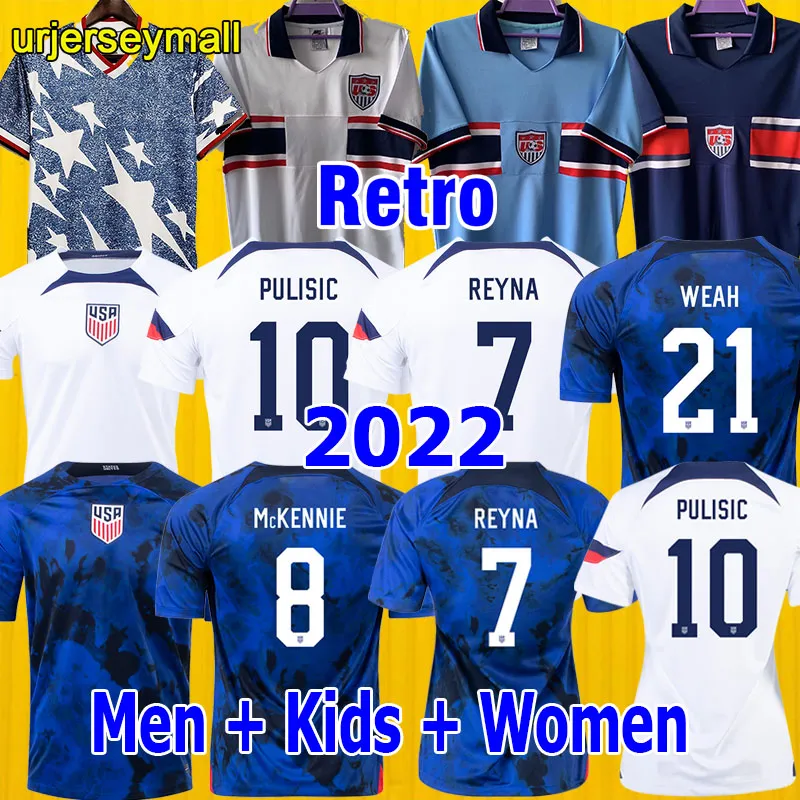 2022 Koszulki piłkarskie USA Pulisic 1994 Klasyczna koszulka retro futbolowa Zjednoczone Stany Zjednoczone Zestawy dla dzieci Puchar Świata Ameryka Top koszulki National 911026 koszulki
