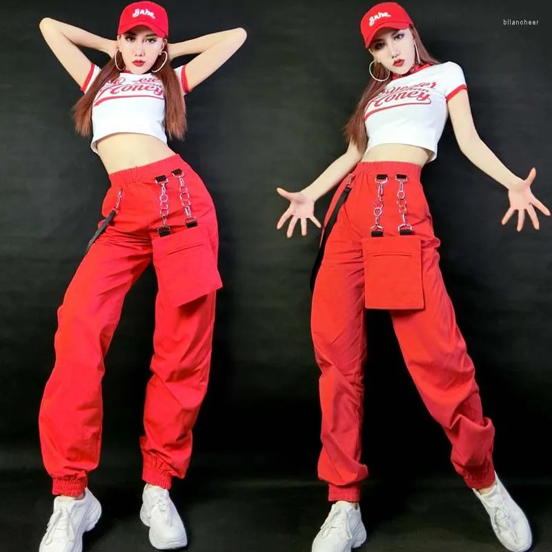 Desgaste De La Etapa Trajes De Hip Hop Mujeres Moda Pantalones Rojos Traje  De Baile Callejero Ropa De Jazz Mujer Adulto Rendimiento DNV12680 De 26,74  €