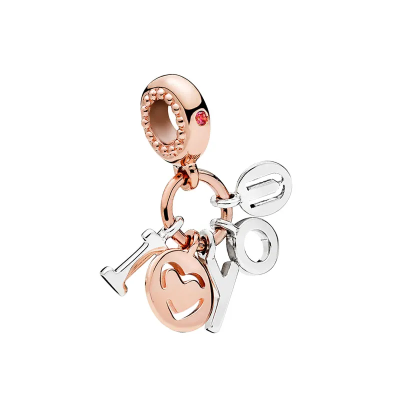 Rose Gold Love Letter Pendant Charm Original Box for Pandora Bangle Bracelet Women Jewelry Making Accessories 925 Sterling Silver Dangle Charms