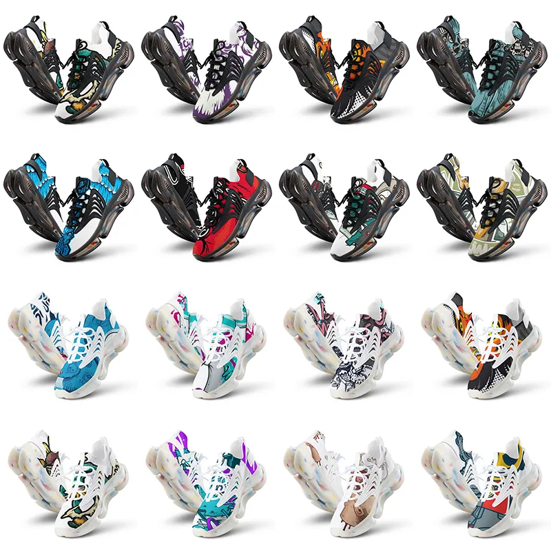 Hommes Femmes Custom Outdoor Chaussures Artoon Animal Design DIY MOT BLANC BLANC BLUE BLUE RED MANS TRACER 0207