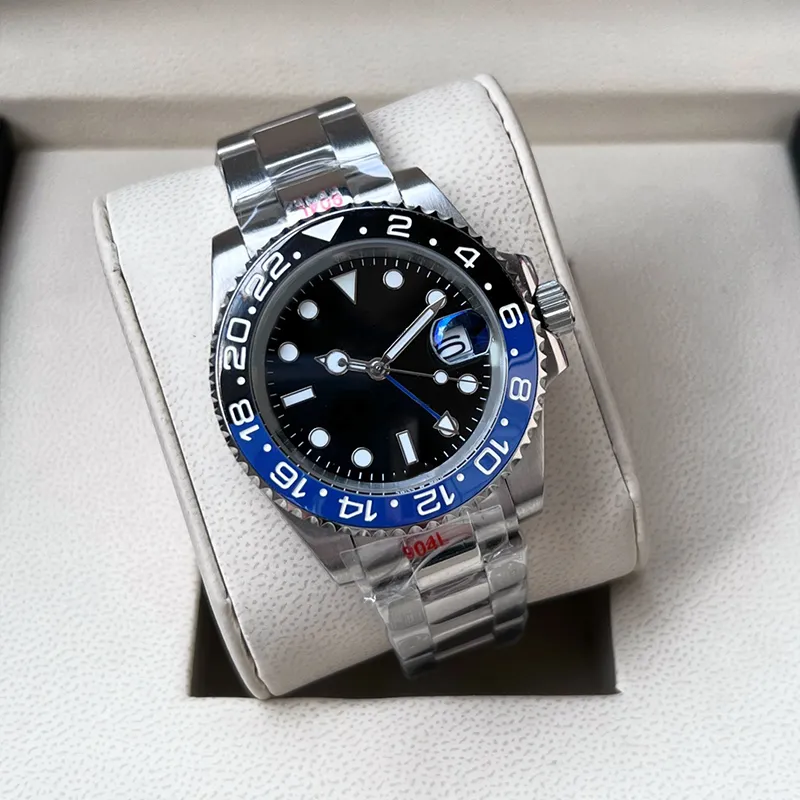 Designer Watch High Quality Black Circular Dial Men's Automatic Watch 40mm Ring rostfritt stål 904L Anti Scratch Sapphire Crystal Glass