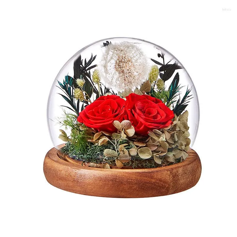 Flores decorativas Decoração de casamento Flor artificial Eternal Dandelions Lights in Dome for Party Home Birthday Birthday Day's Day Gift