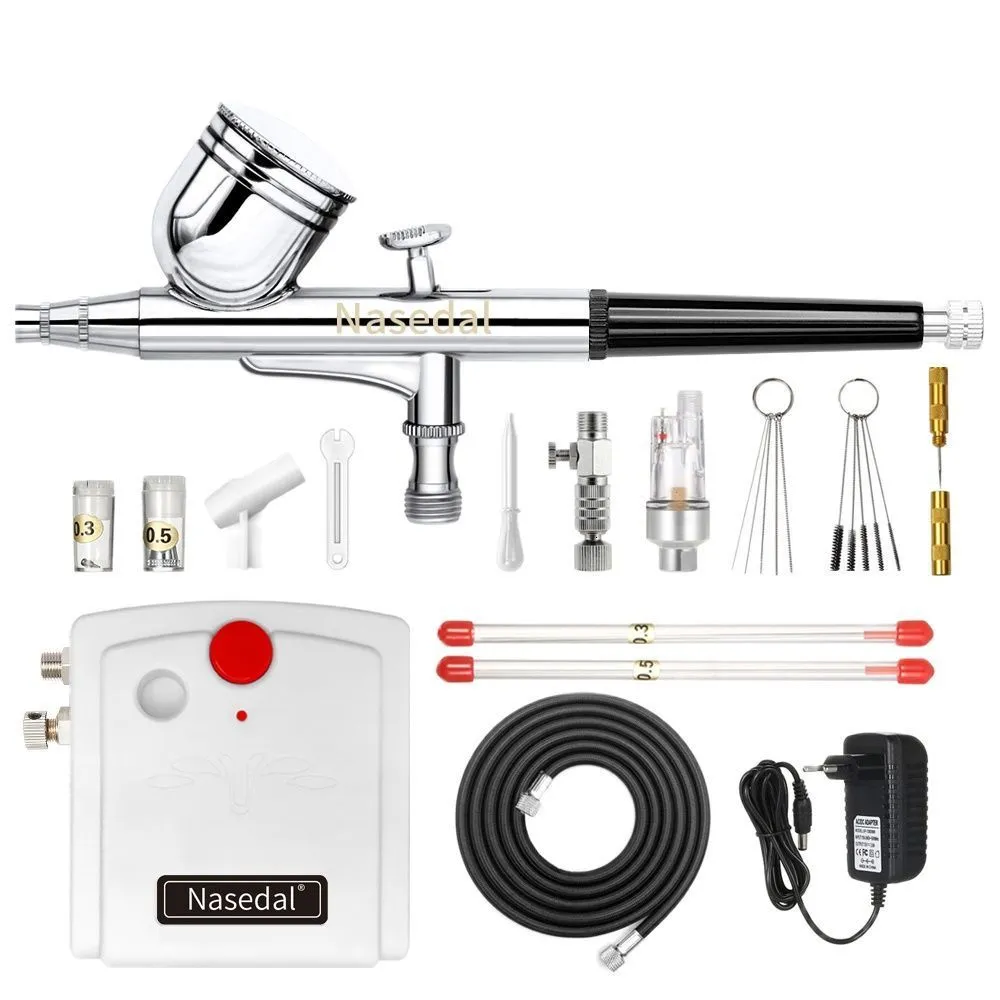 Metal Electric Airbrush Sprayer – 0.3mm Fine Mist, Handheld, 60-Minute Work Time, Steady Airflow, For DIY, Nail Art, Models & Precise Artwork