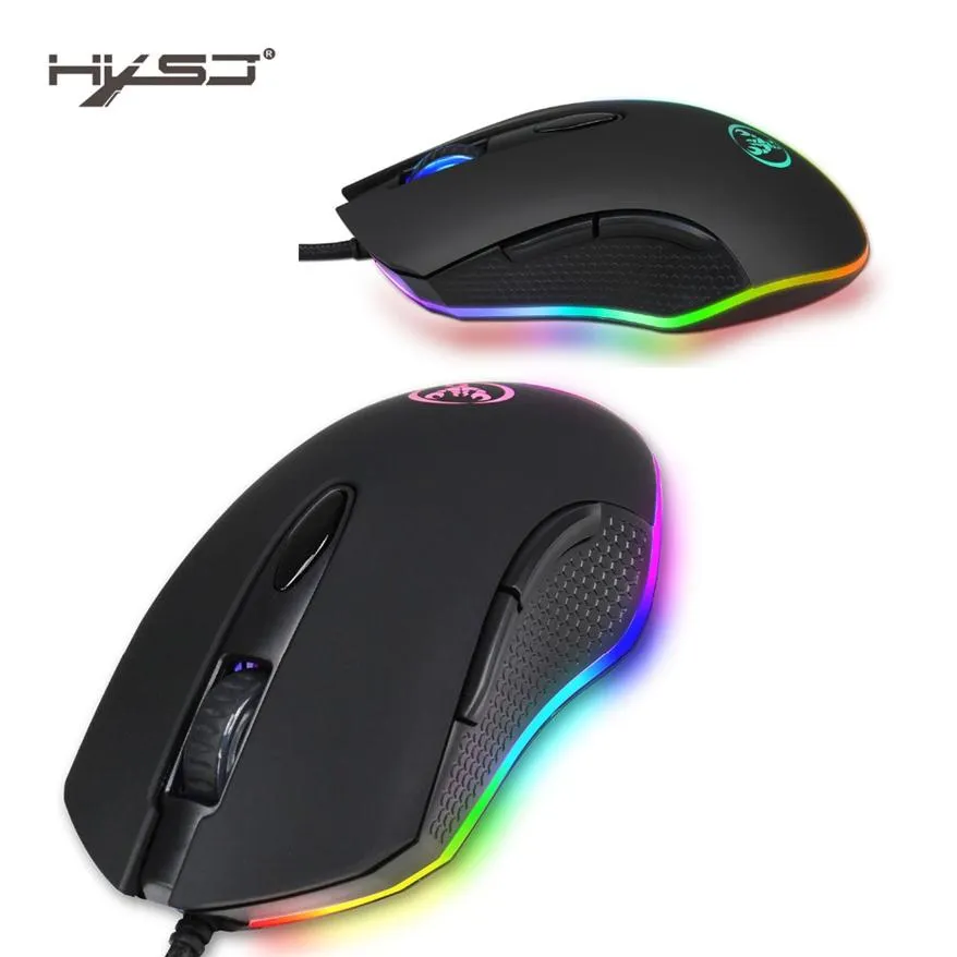 S500 USB Mouse Gaming for Desktop 4800DPI 6 Buttons RGB Backlit Wired Computer Mouse Gamer for Office Labtop PC Notebook218W